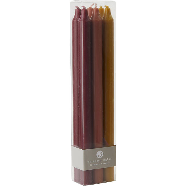 TAPERS AUTUMN HARVEST by Tapers Autumn Harvest SIX TAPERS, EACH 12 INCHES LONG. COLORS ARE BORDEAUX, TERRA COTTA & CARAMEL. TAPERS ARE FRAGRANCE FREE, SMOKELESS & DRIPLESS AND BURN APPROX. 12 HRS Unisex