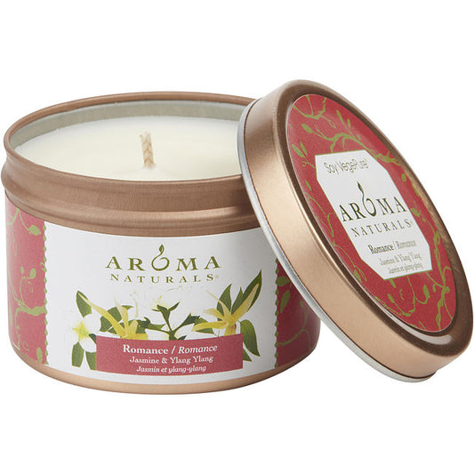 ROMANCE AROMATHERAPY by Romance Aromatherapy ONE 2.5x1.75 inch TIN SOY AROMATHERAPY CANDLE.  COMBINES THE ESSENTIAL OILS OF YLANG YLANG & JASMINE TO CREATE PASSION AND ROMANCE. BURNS APPROX. 15 HRS. Unisex