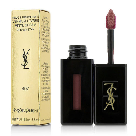 YVES SAINT LAURENT by Yves Saint Laurent Rouge Pur Couture Vernis A Levres Vinyl Cream Creamy Stain - # 407 Carmin Session  --5.5ml/0.18oz For Women