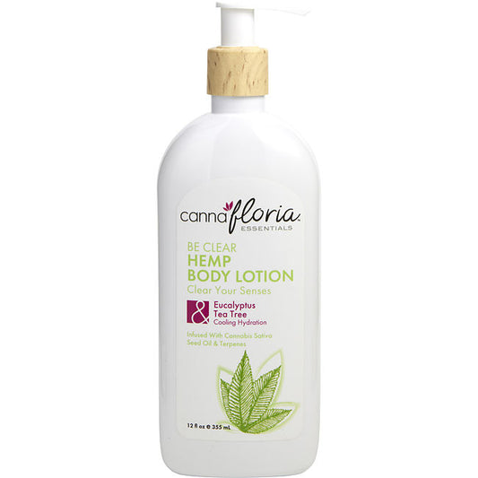 Cannafloria by Cannafloria BE CLEAR HEMP BODY LOTION 12 OZ BLEND OF EUCALYPTUS & TEA TREE Unisex