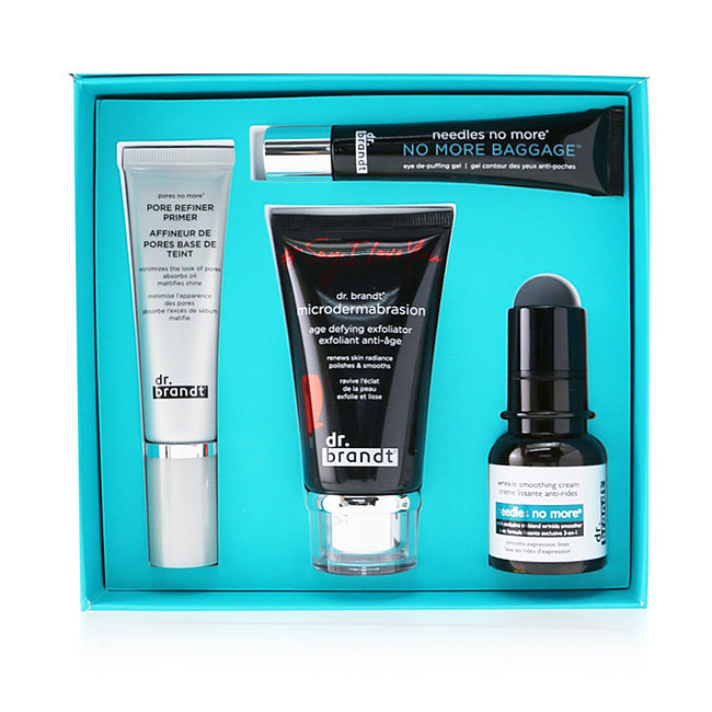 Dr. Brandt by Dr. Brandt 25 Years Of Dr. Brandt Kit: Microdermabrasion 60g+ Wrinkle Smoothing Cream 15g+ Pore Refiner Primer 30ml+ No More Baggage 15g  --4pcs For Women