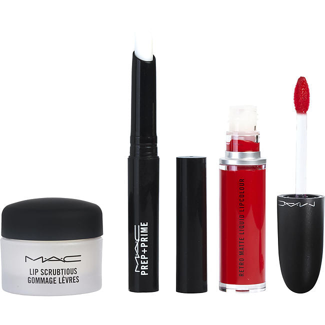 MAC by Make-Up Artist Cosmetics Travel Exclusive Lip Kit Red: Lip Scubtious - Candied Nectar + Prep + Prime Lip + Retro Matte Liquid Lipcolour - #Feels So Grand --3ct For Women